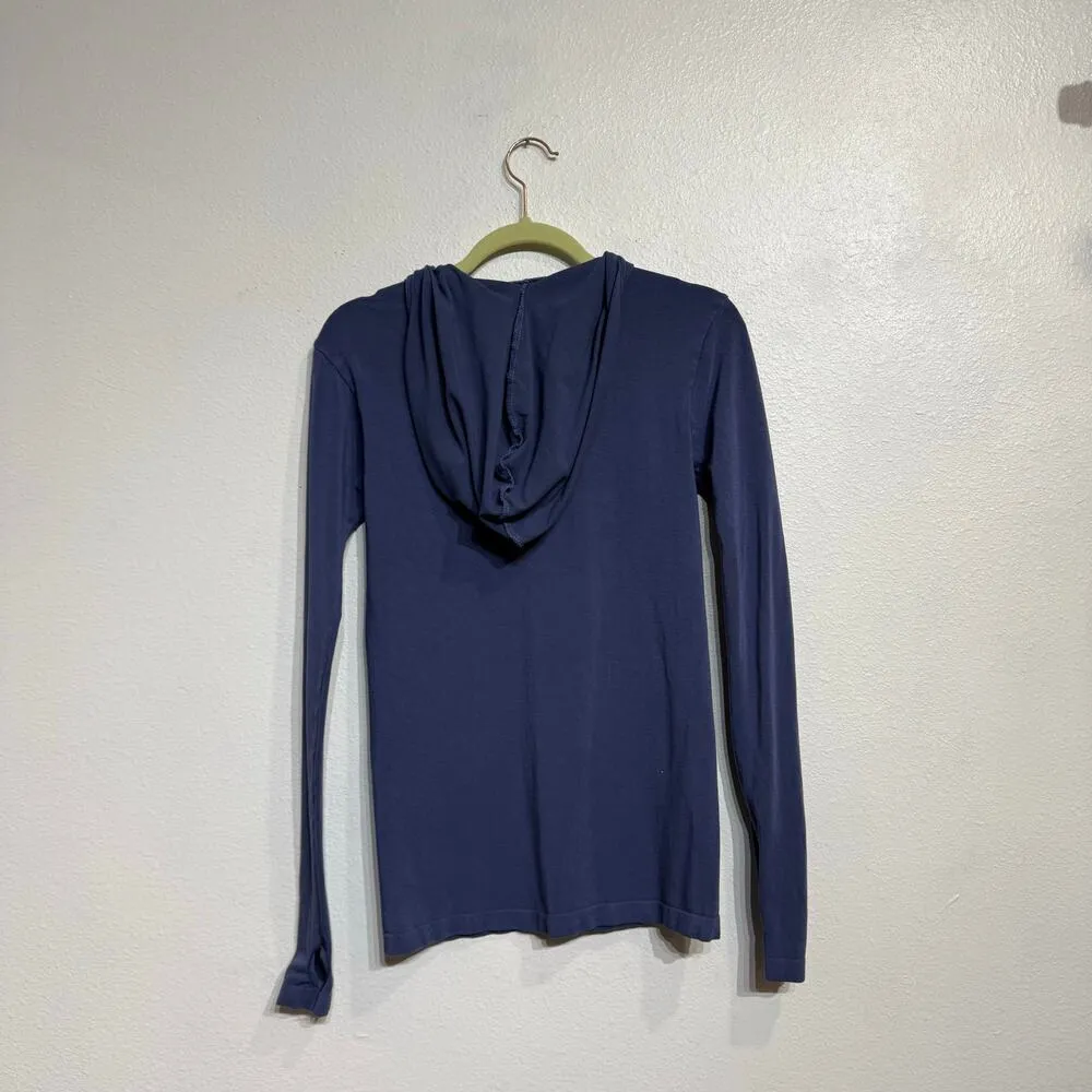Free People Blue Hooded Athletic Pullover Sz XS - Image 6