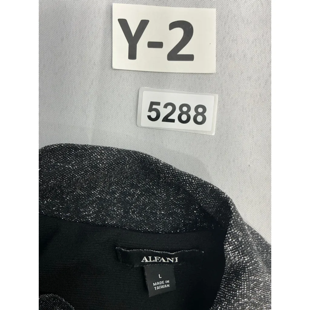 Womans Alfani Long Sleeve Pullover Evening Blouse Large Black Sparkly Turtleneck - Image 3