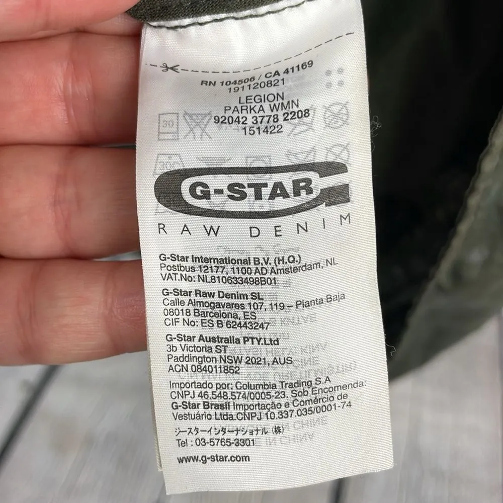 G-STAR RAW Women's Parka Jacket Hooded Black Cotton Pockets Zip size Small - Image 11