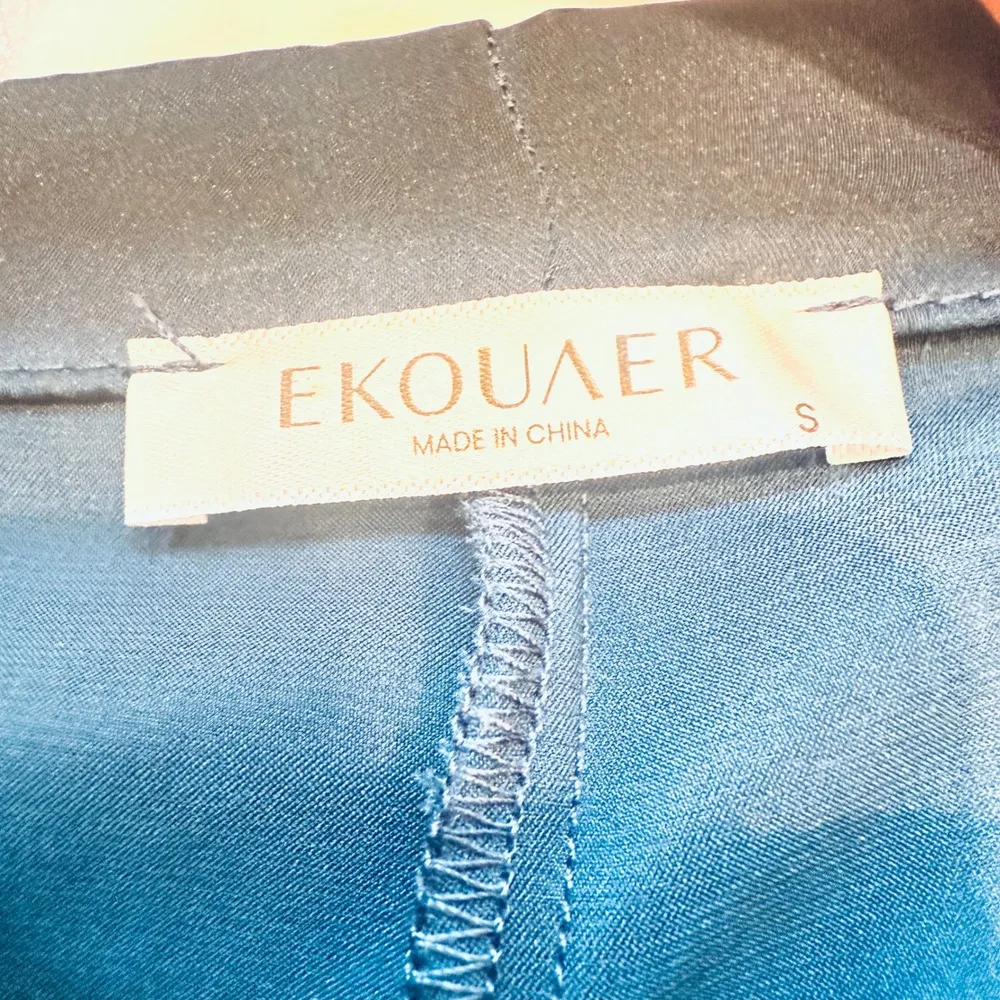 Ekouaer Satin Cami Pajama Set Sleepwear Lounge Shorts Teal Blue S - Image 3