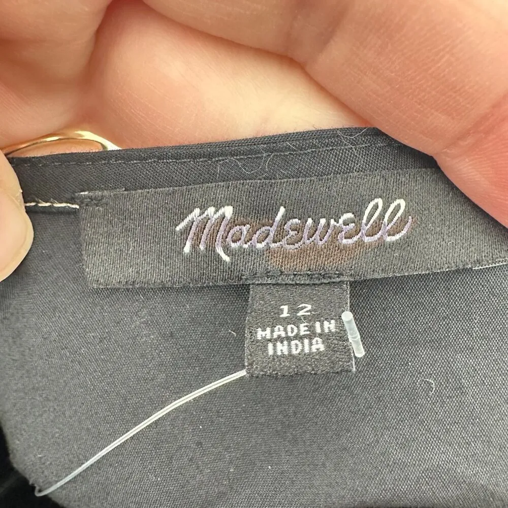 Madewell Size 12 Poplin Cotton Puff-Sleeve Drop-Waist Midi Dress Summer LBD‎ NWT - Image 5