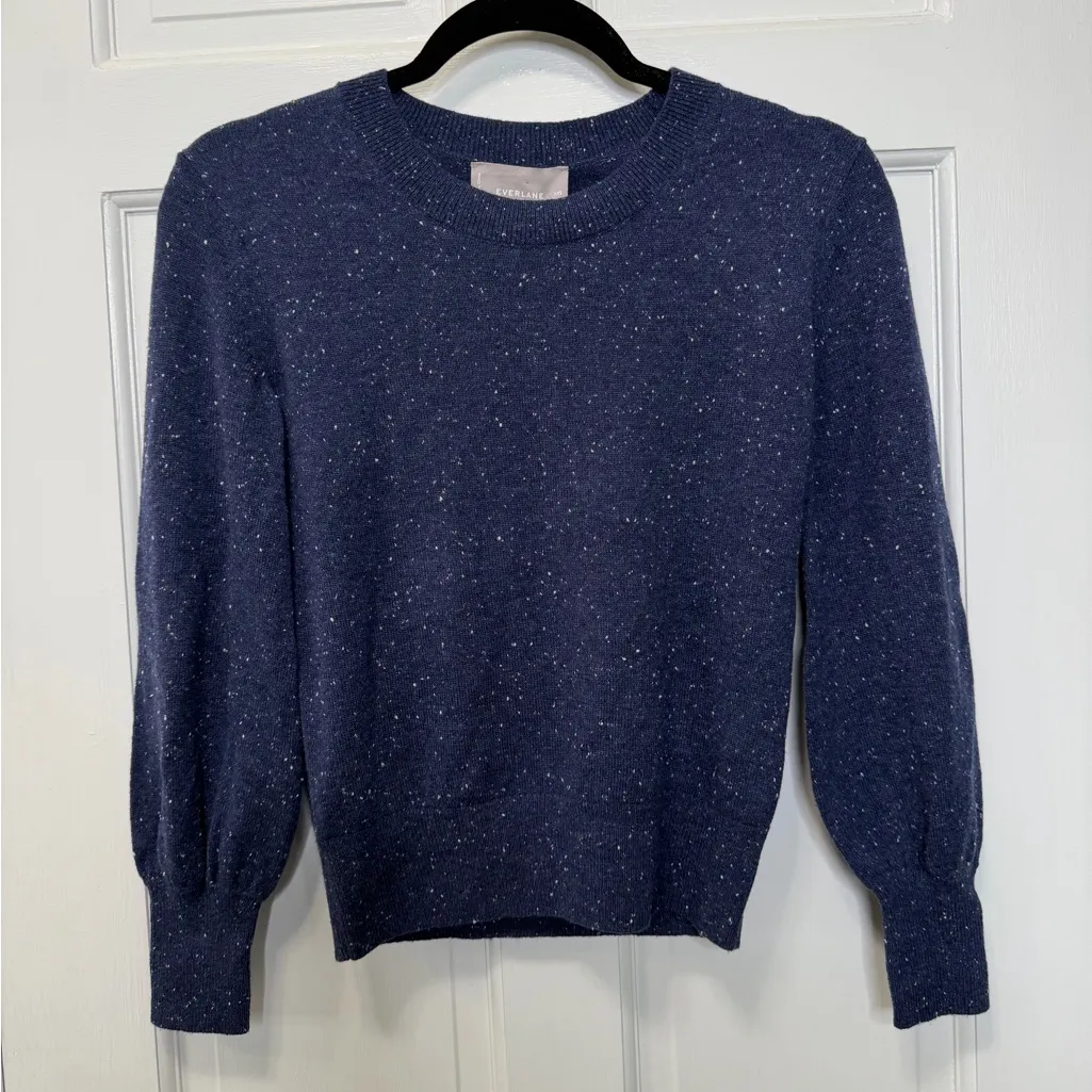 Everlane Classic Cashmere Crew Sweater Indigo Donegal NWT Size XXS - Image 3