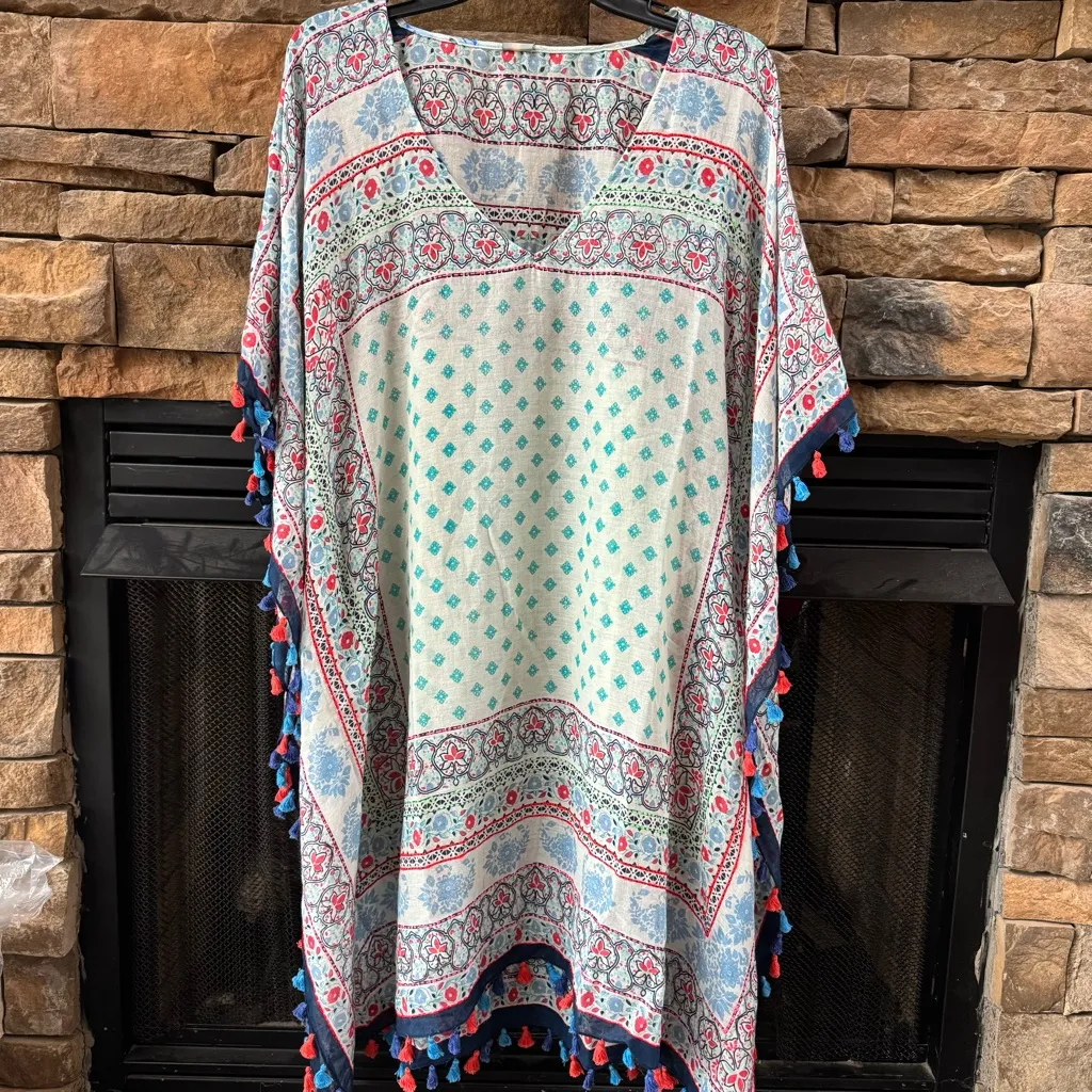 Aratta Festival Multicolored Shawl Dress Kaftan with tassels - Image 2