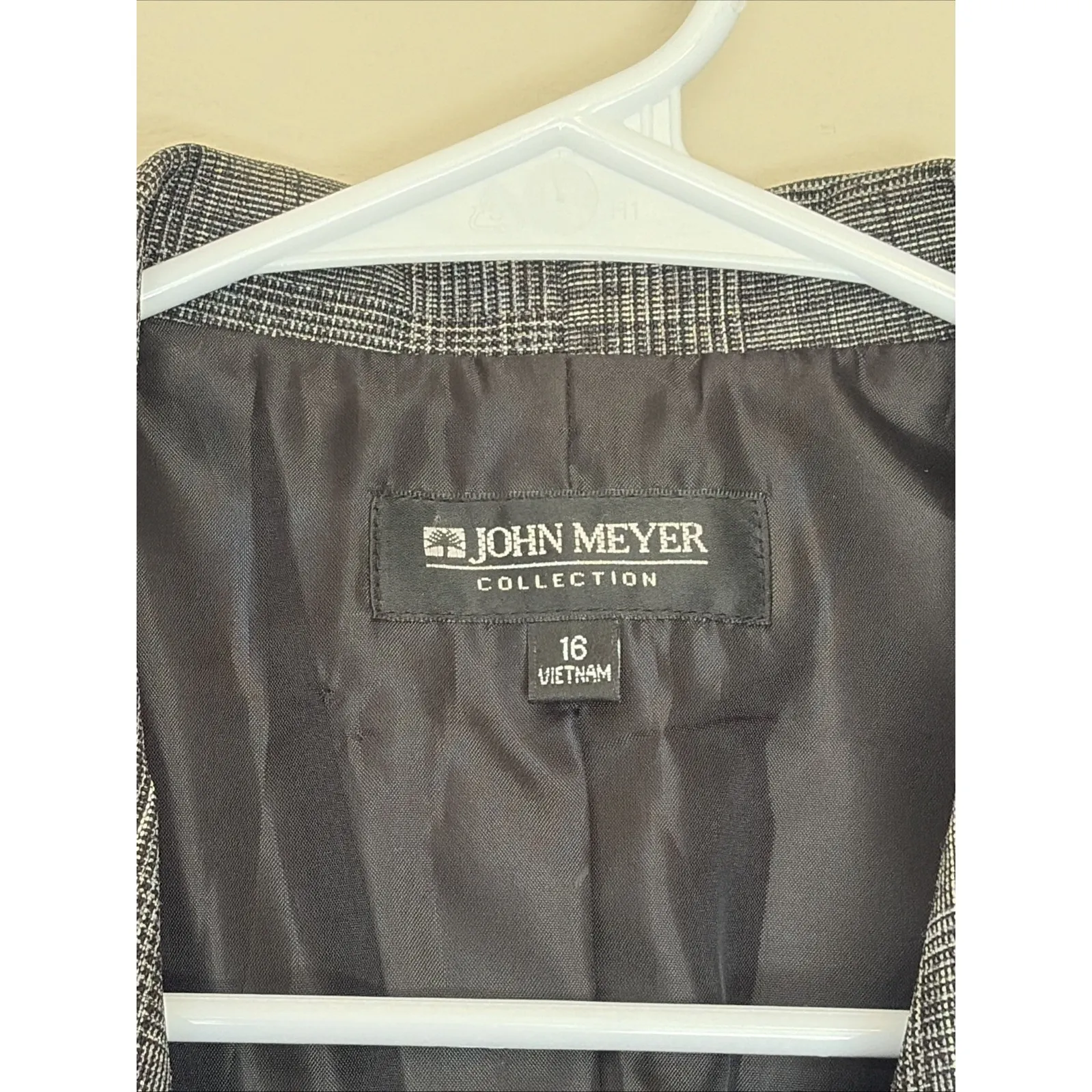 Vintage VTG John Meyer Black Plaid Blazer Jacket Dress Suit Separate Womens 16 - Image 7