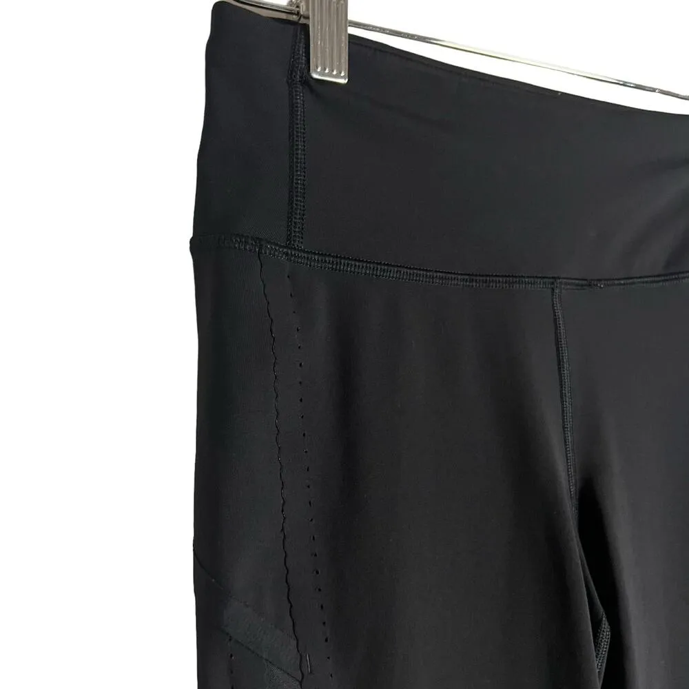 Lululemon Black Capri Cropped Mesh Inset Athletic Yoga Leggings Size 4 - Image 3