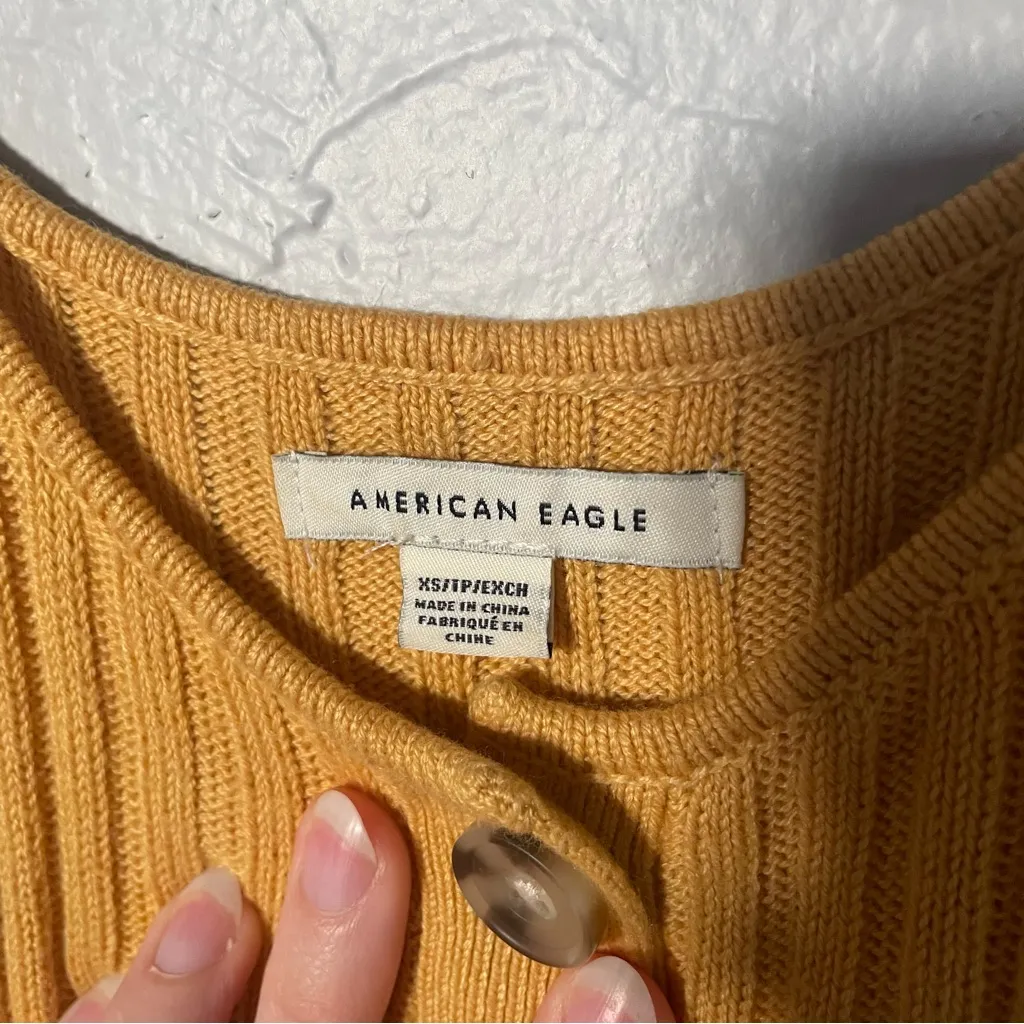 American Eagle Outfitters Mustard Yellow Fitted Ribbed Knit Sweater Tank Top XS - Image 6