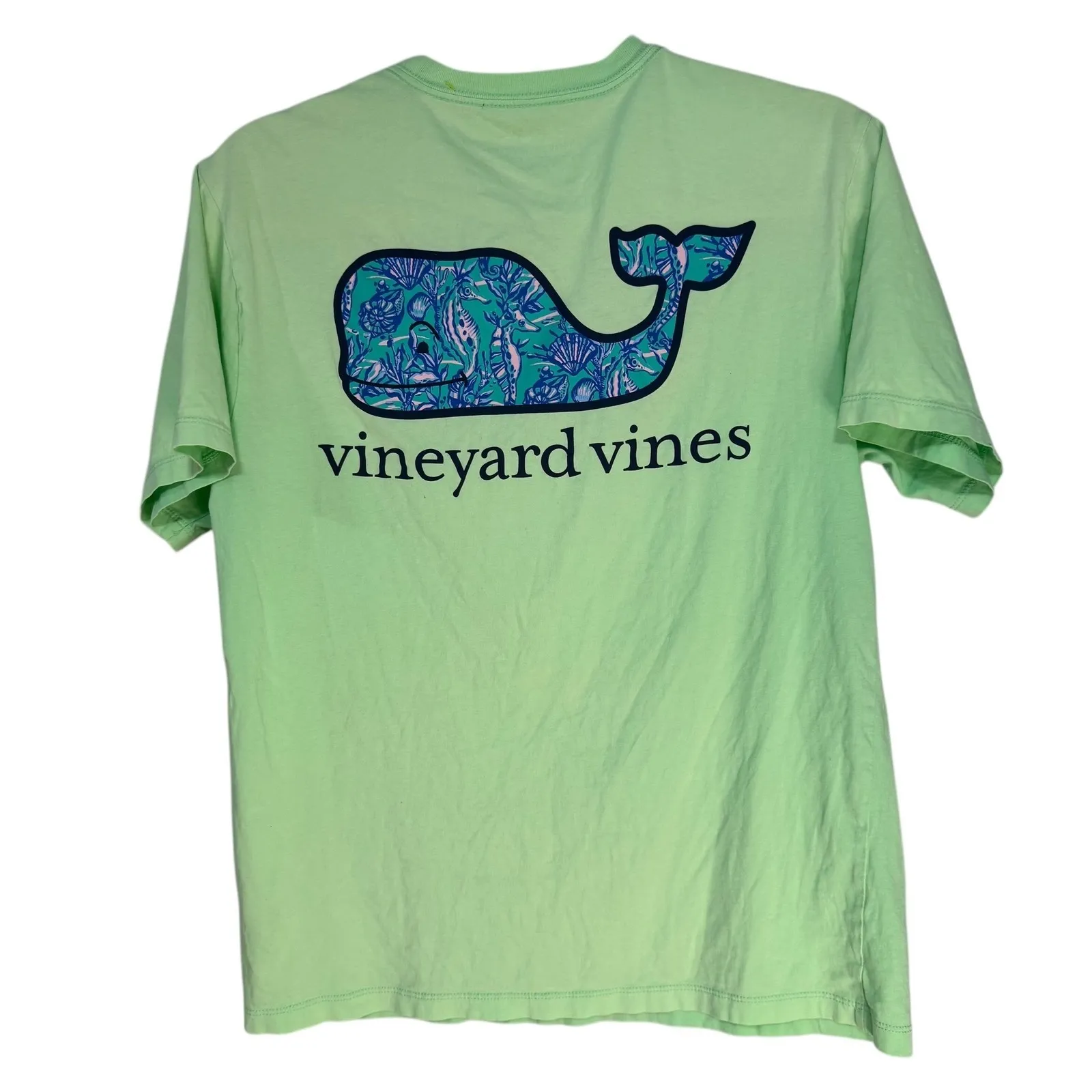 Vineyard Vines Whale Pocket Tee Shirt Light Green Short Sleeve Cotton Size S - Image 5