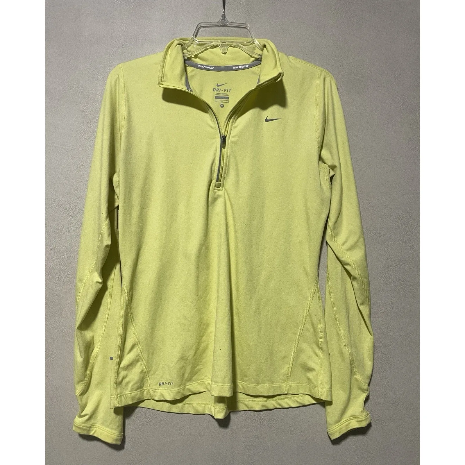 Nike Running Dri Fit Element Shirt Womens M Long Sleeve Volt 1/4 Zip Pullover - Image 2