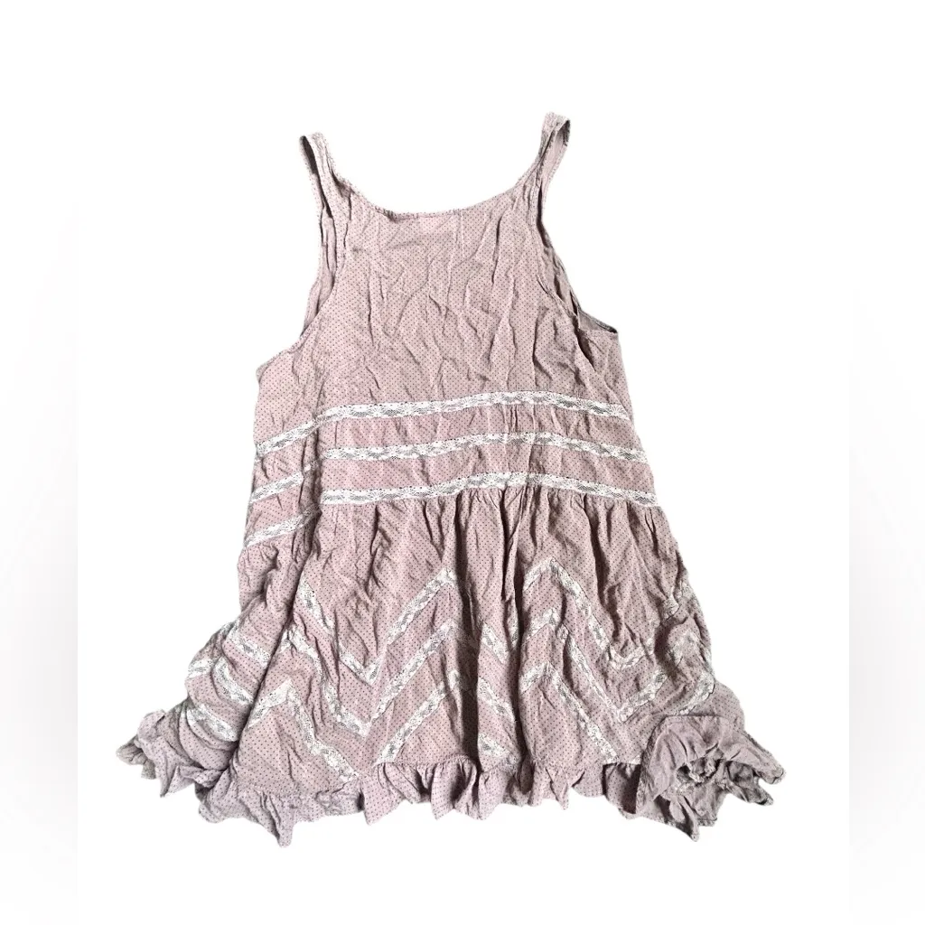 Intimately Free People Voile and Lace Trapeze Slip Mauve Pink Size Large - Image 6