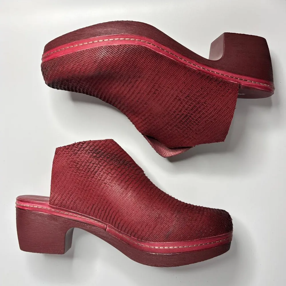 Antelope Astrid Razor Leather Wedge Mules in Bordeaux - Image 8