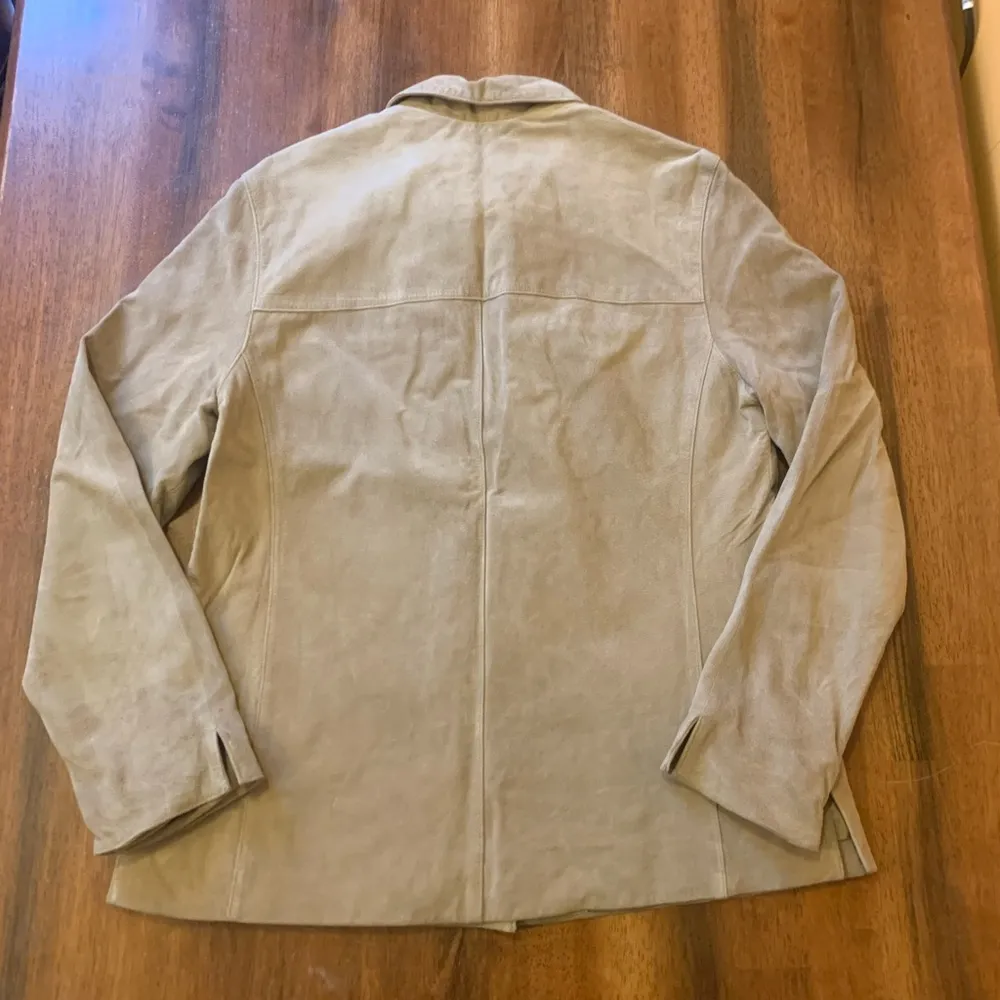 Lord & Taylor Suede Leather Jacket Large Tan 4 Button Slit Sleeve Lined - Image 8