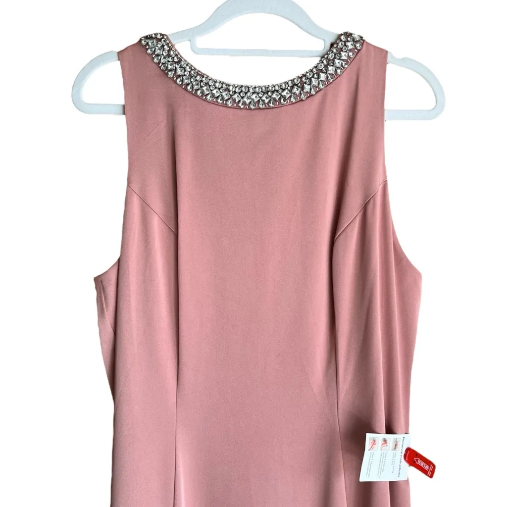 NWT Ieena for Mac Duggal Rose Pink Embellished Neck Trumpet Gown Size 10 #49093 - Image 6