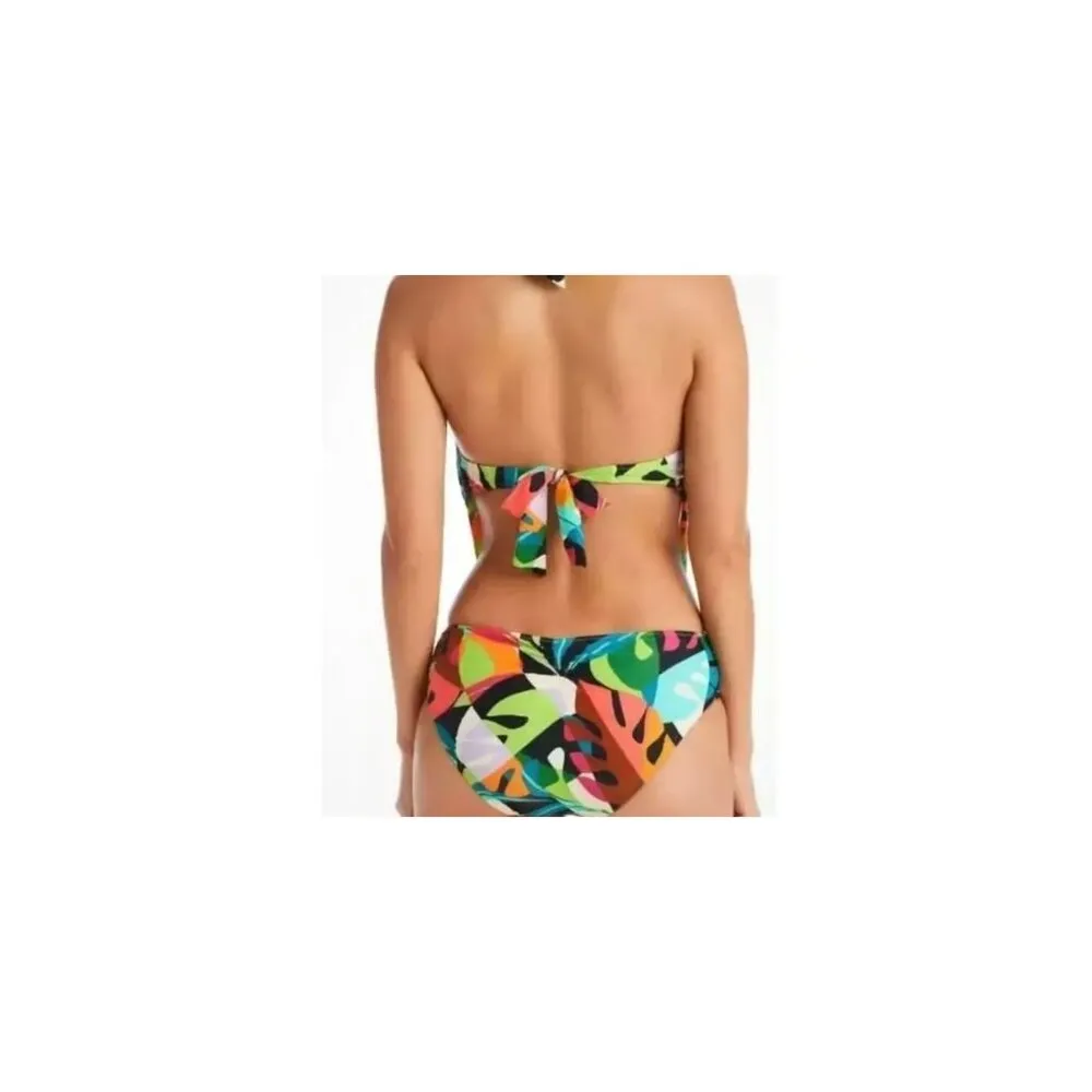 Bar III Tropical Dreams Multicolor Halter Cowl Neck One Piece Swimsuit XS - Image 2
