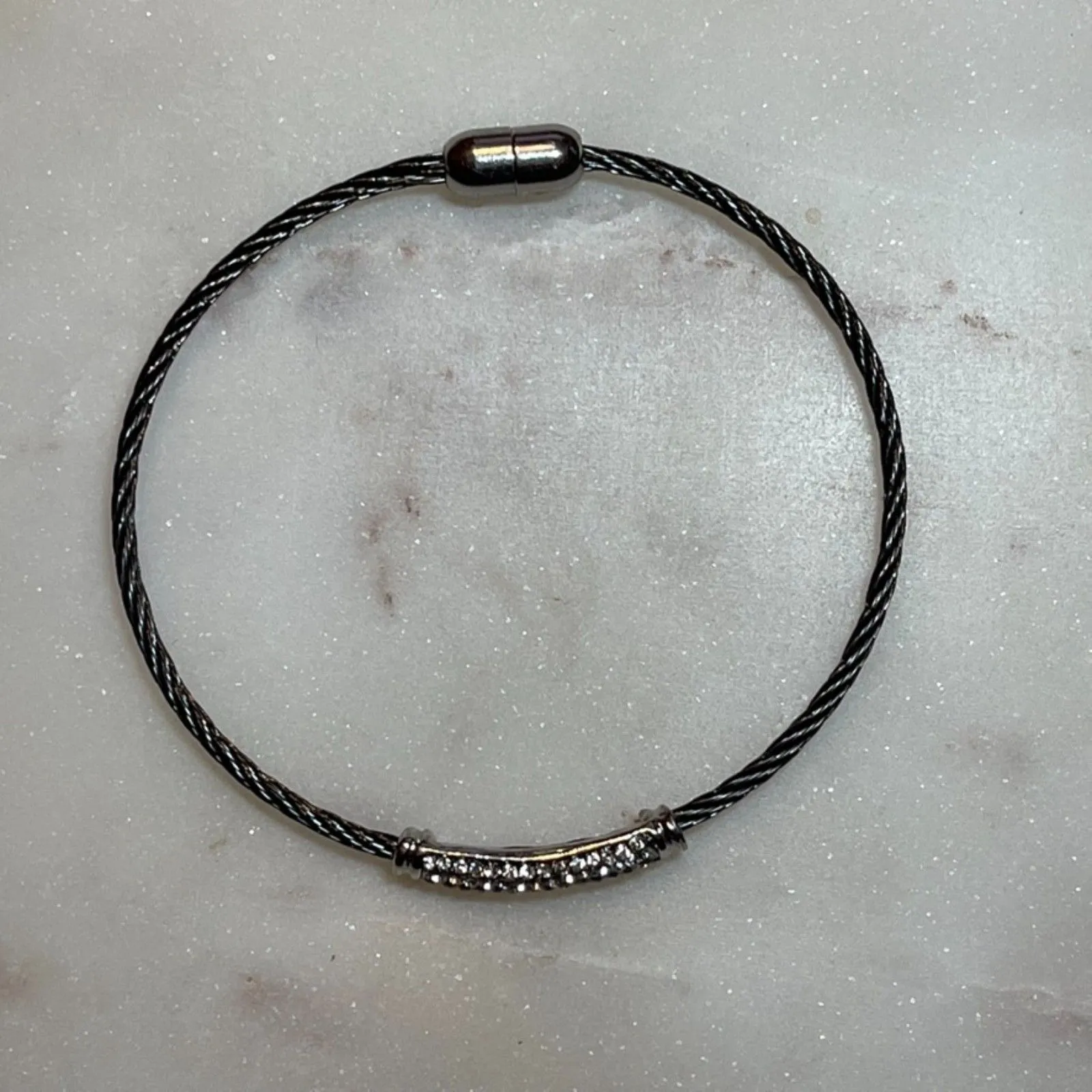 Two Magnetic Closure Cable Bracelets Silver - Image 5