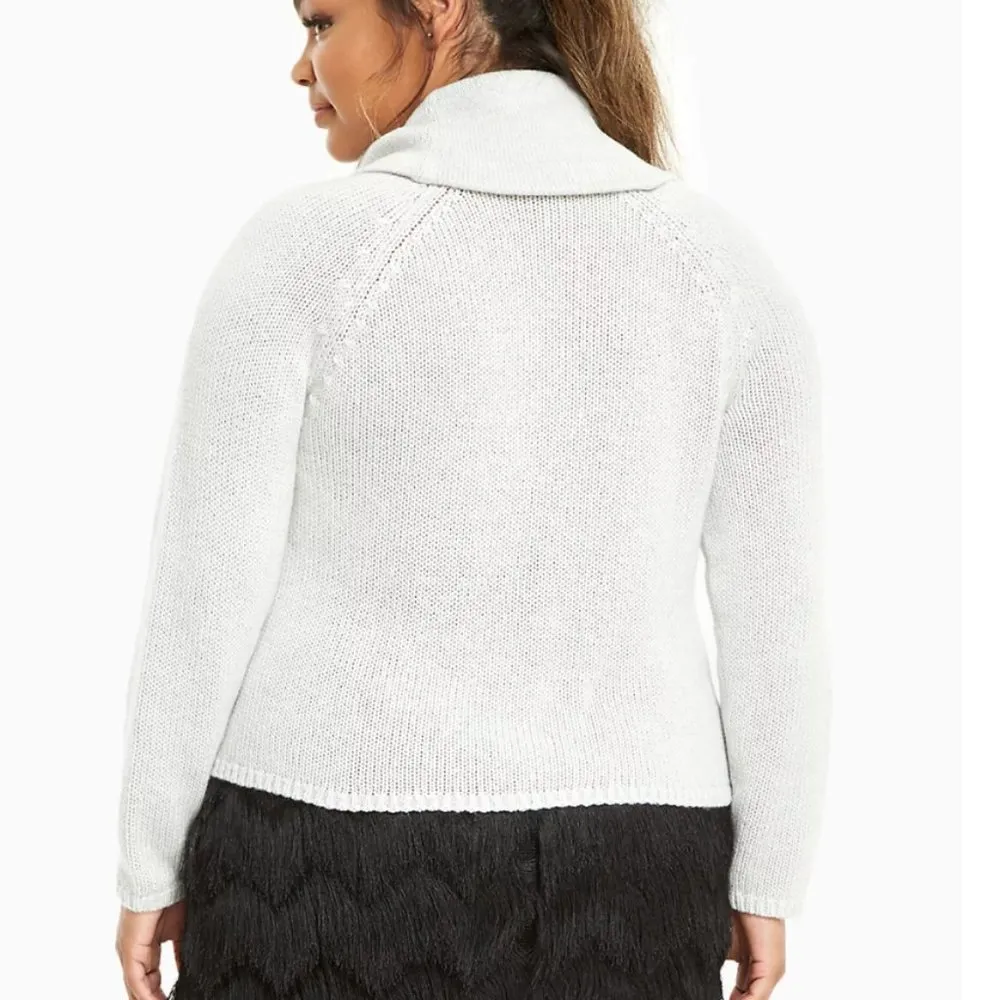 Torrid Cropped Cowl Neck Sweater Light Gray - Image 2