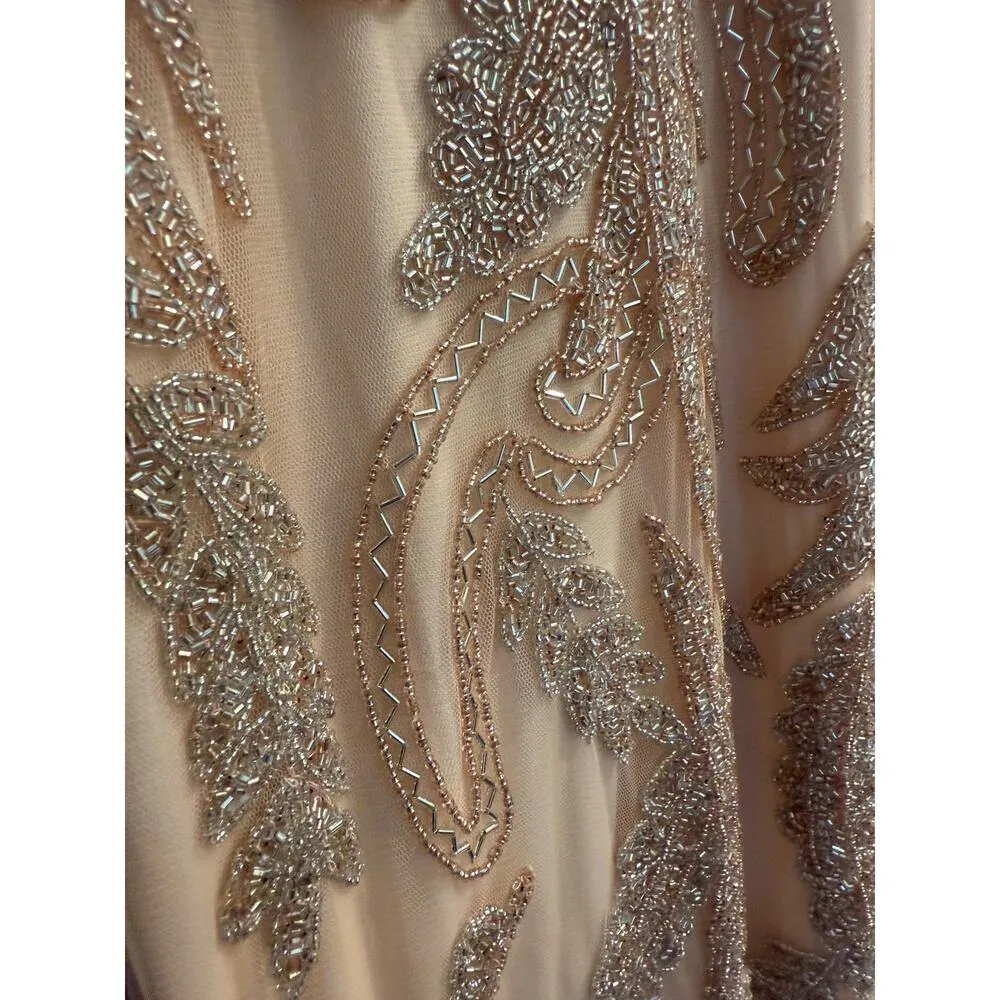 Mac Duggal 6015 Sequin Beaded Blush Gown Nude Champagne Formal Dress NWT 14 - Image 5