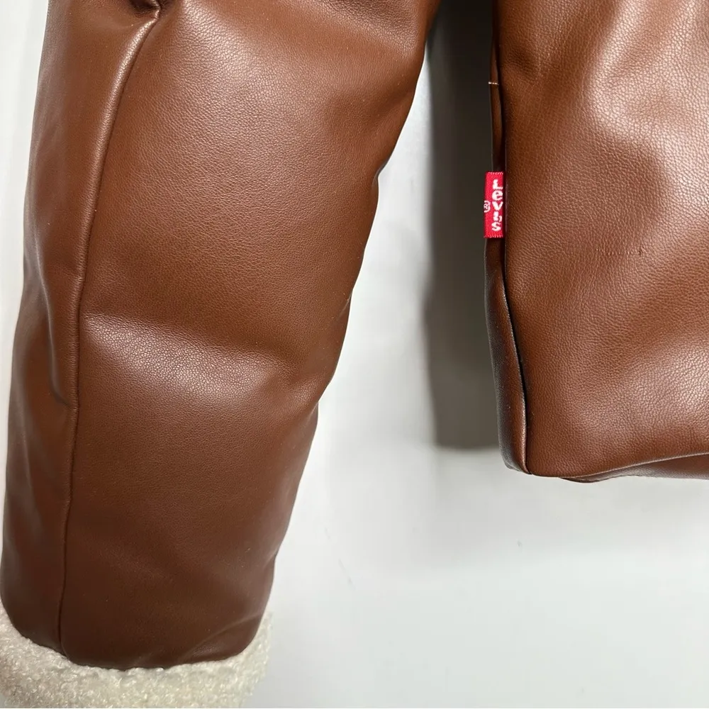 Levi's Women's Breanna Faux Leather Puffer Jacket with Sherpa Lined Collar XS - Image 9