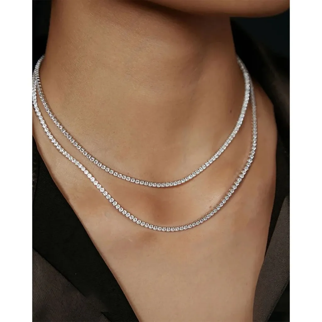SHASHI Diamond Tennis Layered Necklace in Silver One Size New Womens crystals - Image 9