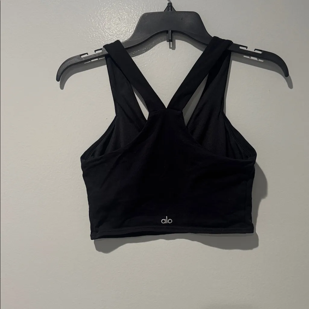 Alo Yoga Real Bra Tank Womens Size M Black Workout Gym Training Yoga - Image 4