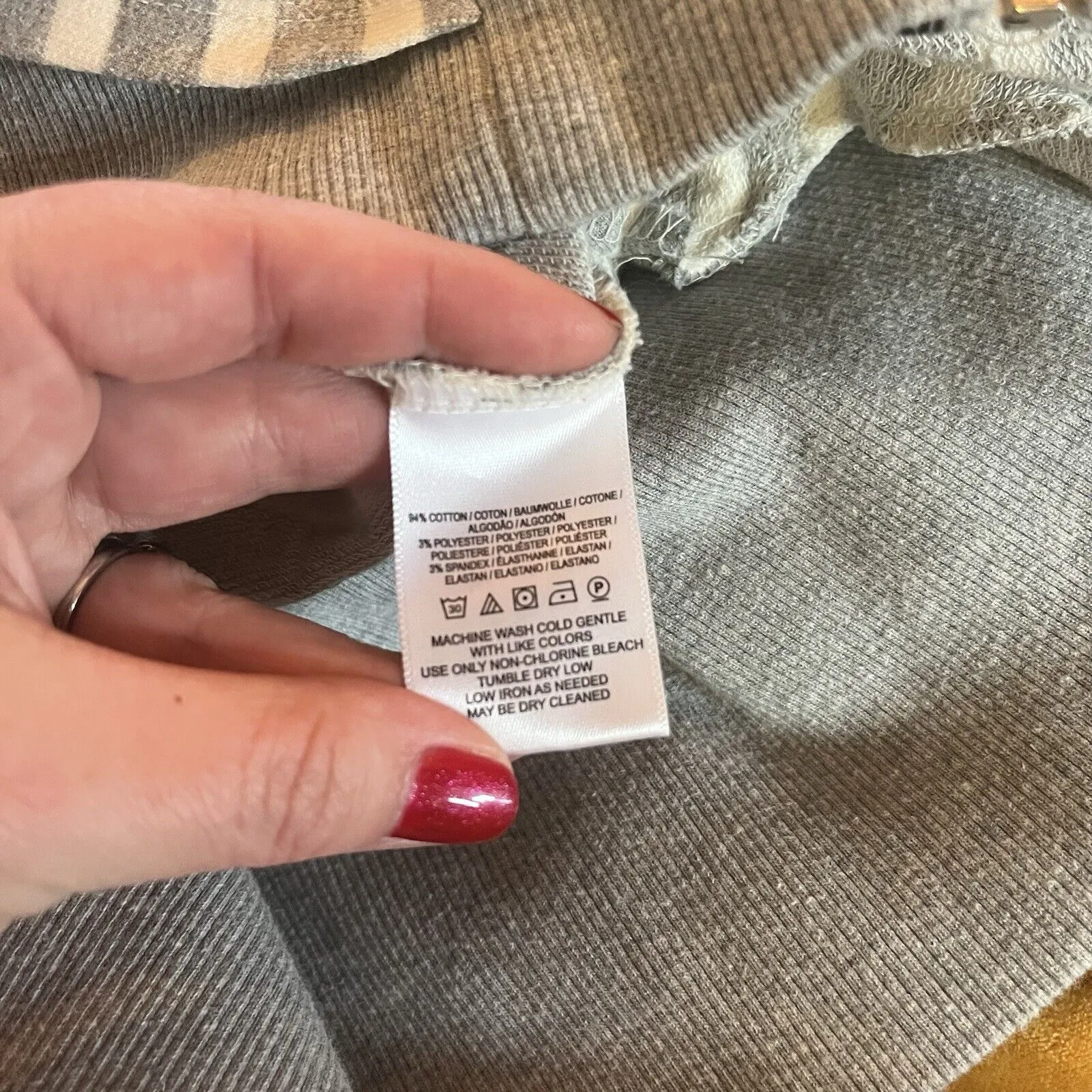 Saturday Sunday Ruffle Striped Full Zip Hoodie Gray Cream Size Small EUC - Image 12