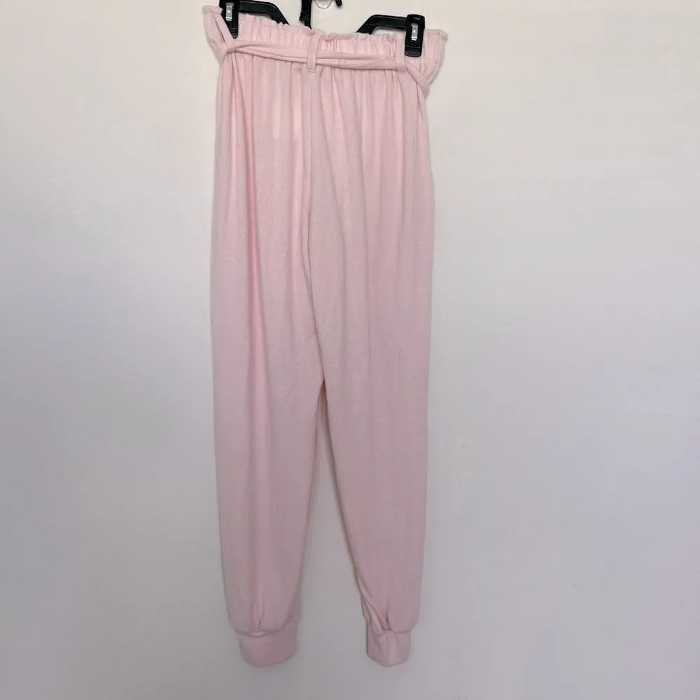 𝅺GIBSONLOOK fleece Joggers paperbag pants pink MEDIUM Cozy Pockets NEW - Image 7