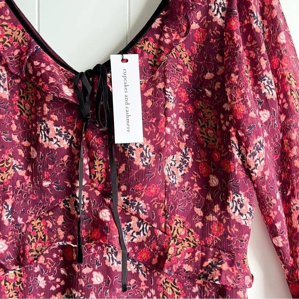 Cupcakes and Cashmere dress mini floral spring summer babydoll Red Size 8 - Image 2
