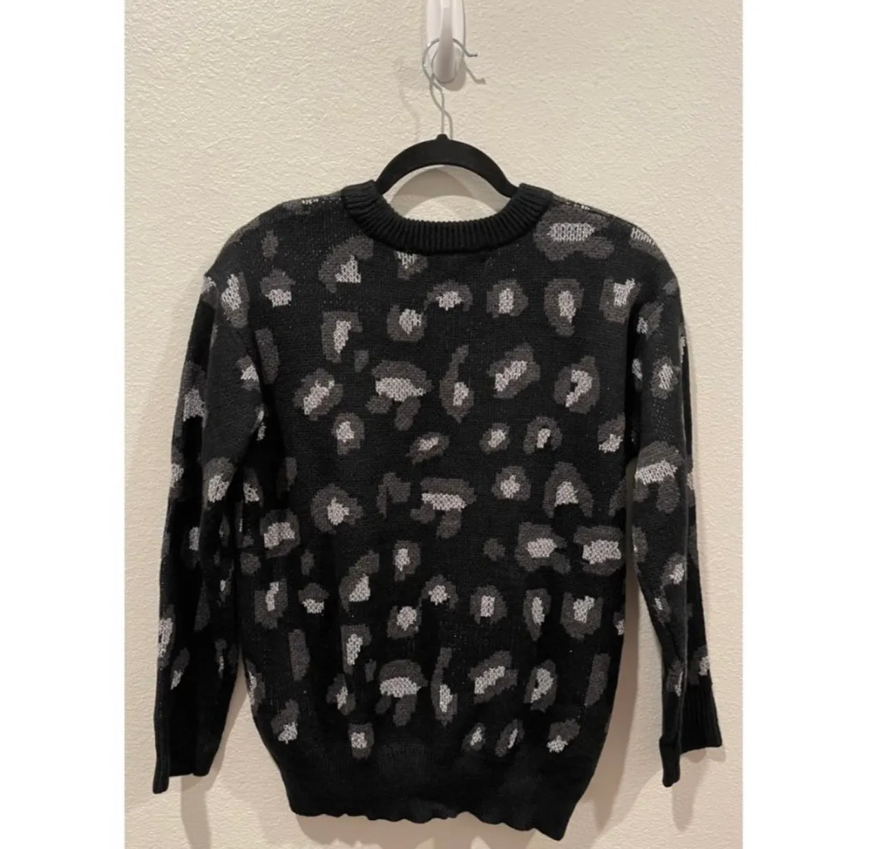 Kendall + Kylie  Black Silver Cheetah Print Knit Sweater - Image 4