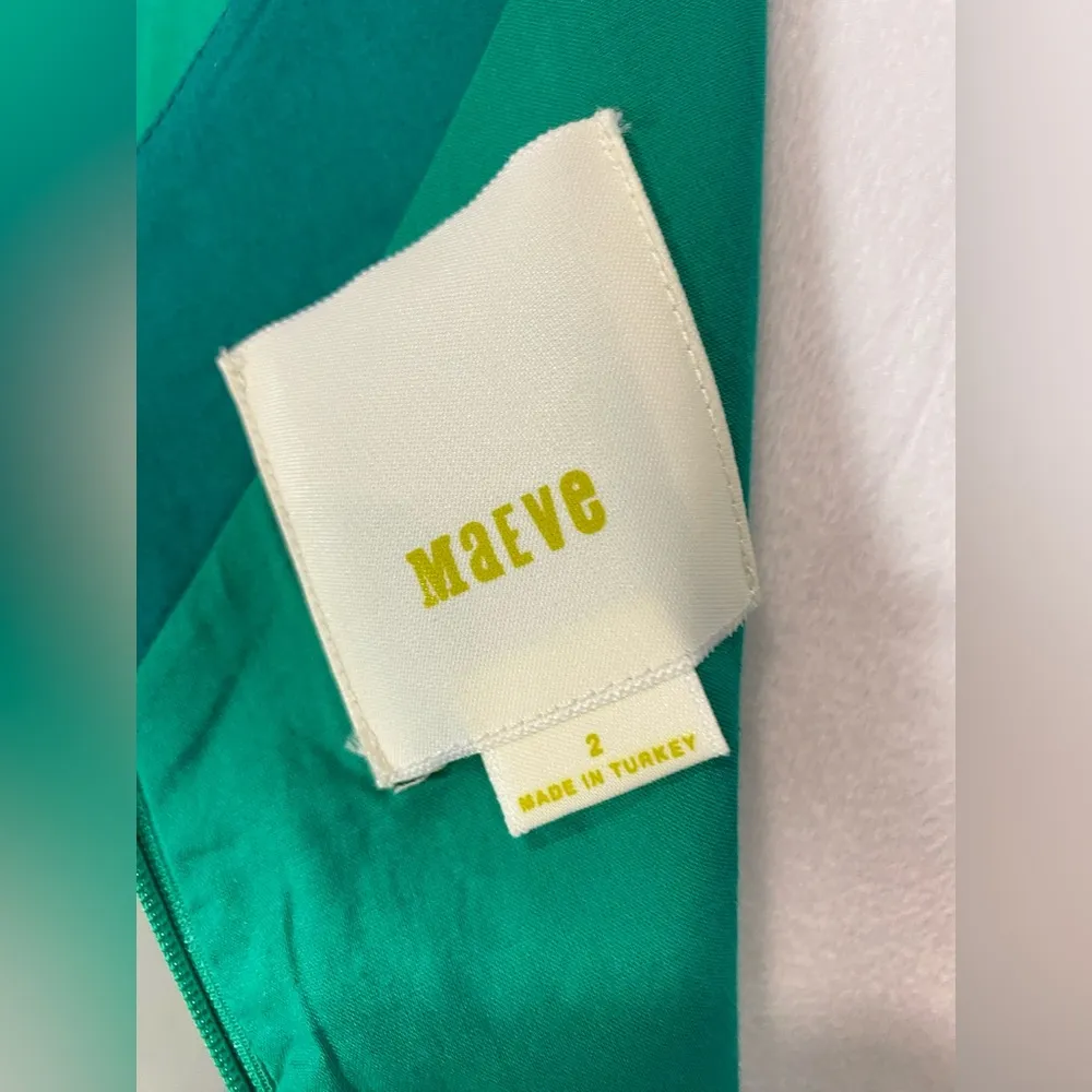MAEVE ANTHROPOLOGIE SEAMED POPLIN
ORIGAMI PLEATED EMERALD GREEN MIDI DRESS‎ SZ 2 - Image 6
