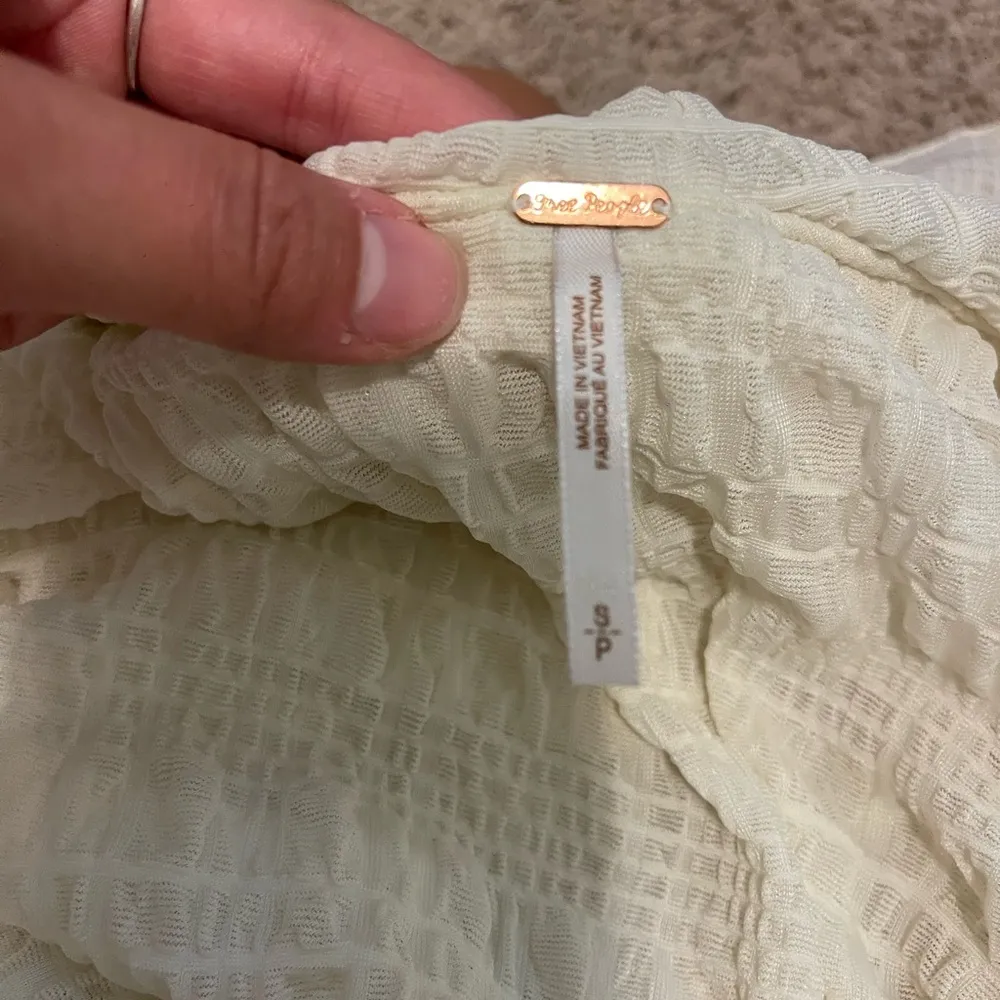 Free People Cream Short Sleeve Top - Image 3