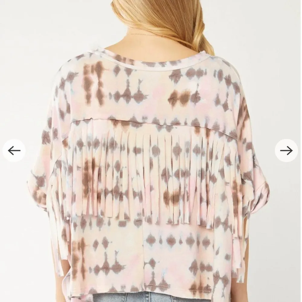 NWOT Entro Tie Dye Shirt with Fringe - Image 2