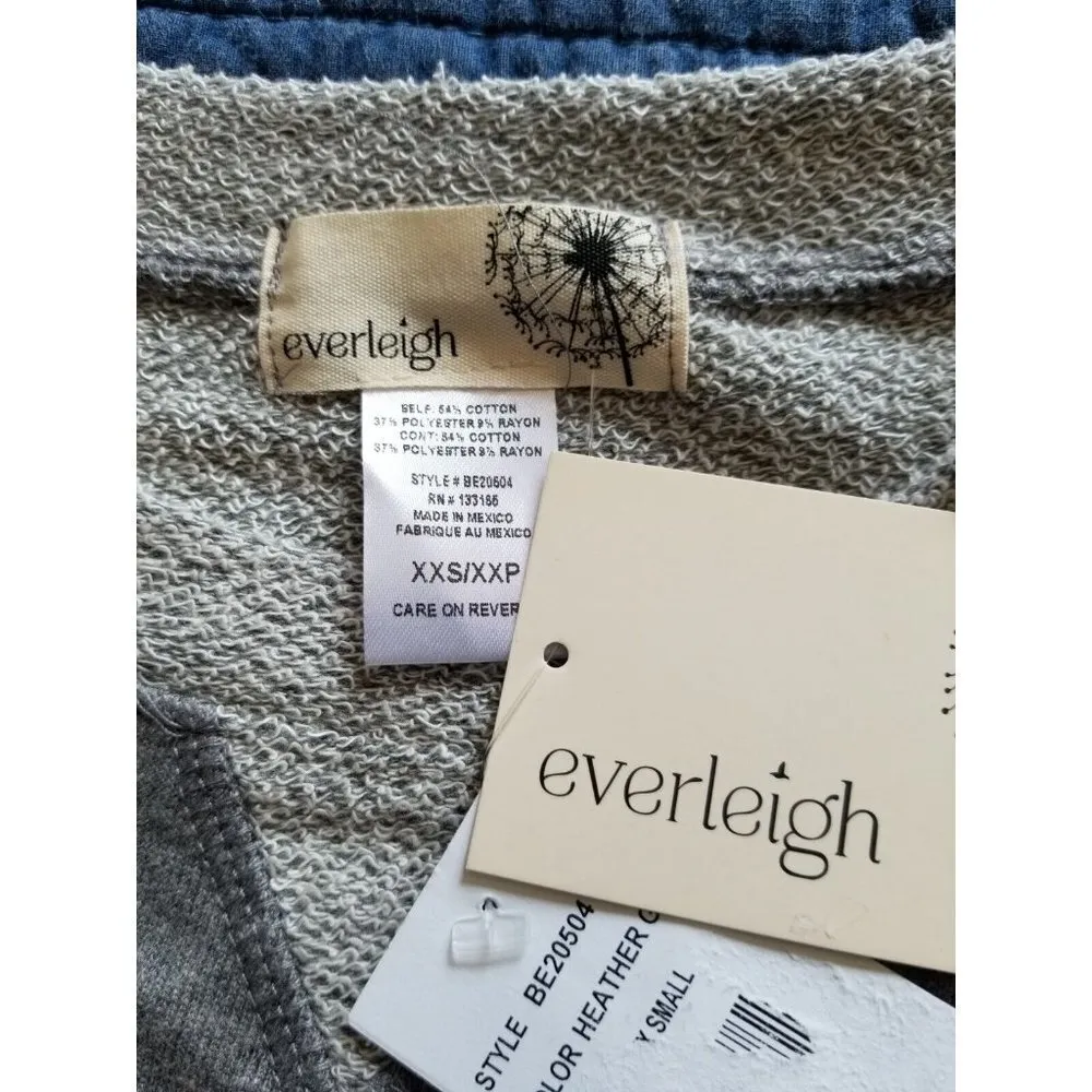 Everleigh Sweatshirt Heather Grey Cotton Blend Crew Neck Long Sleeve Womens XXS - Image 6