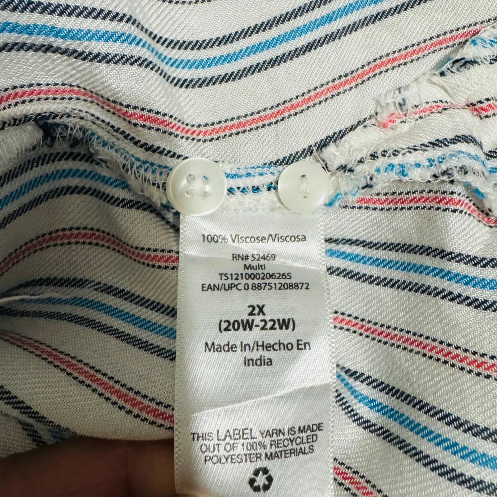 Terra & Sky Women Striped Button Down Shirt 2X Multi Long Sleeve Pocket Relaxed - Image 11