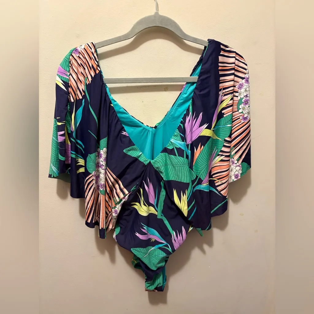 TRINA‎ TURK Seychelles Flutter Sleeve One Piece Swimsuit size 10 - Image 4