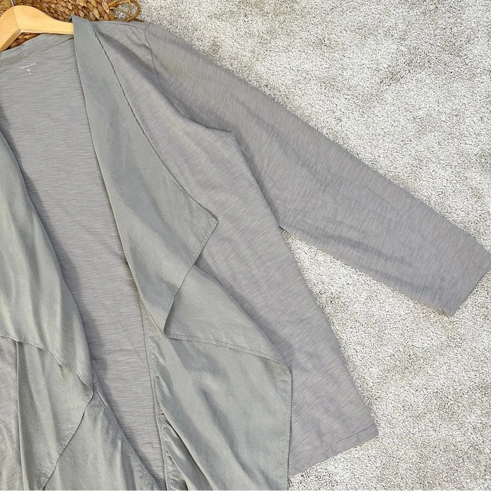 Garnet Hill Cardigan Waterfall Silk Ruffle Trimmed Open Front Drape Purple XL - Image 5