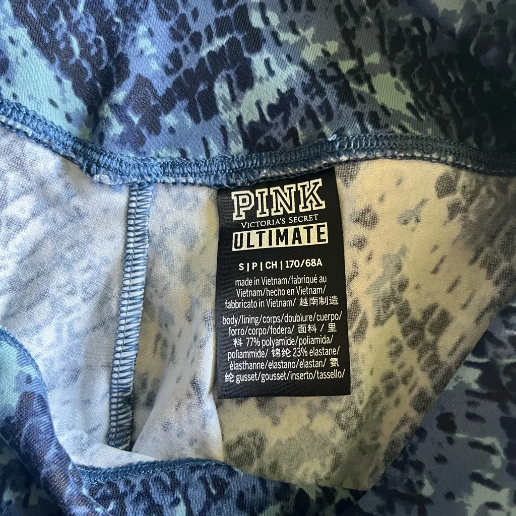 PINK Victoria's Secret Blue Leggings with Geometric Pattern SZ S Fitted Y2K - Image 10
