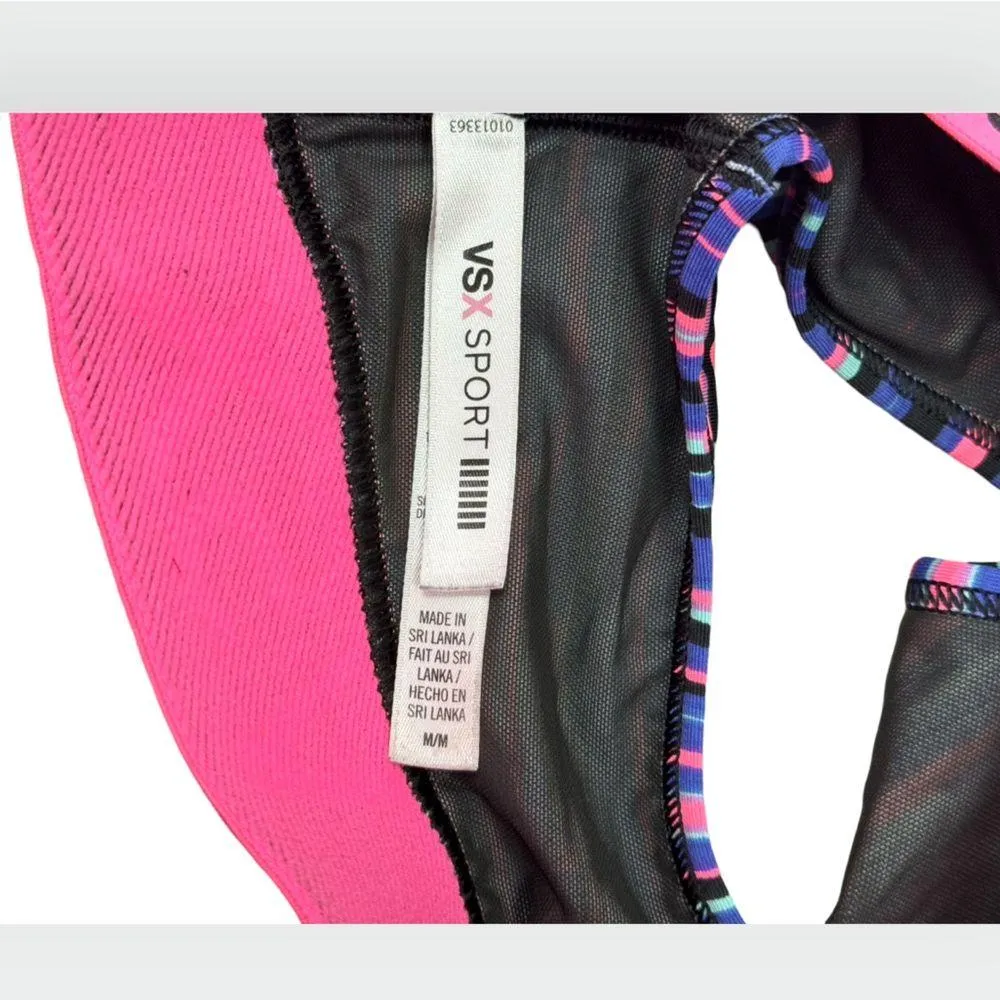 Victoria’s Secret VSX SPORT Pink Multicolor Striped Sports Bra Medium Blue - Image 5
