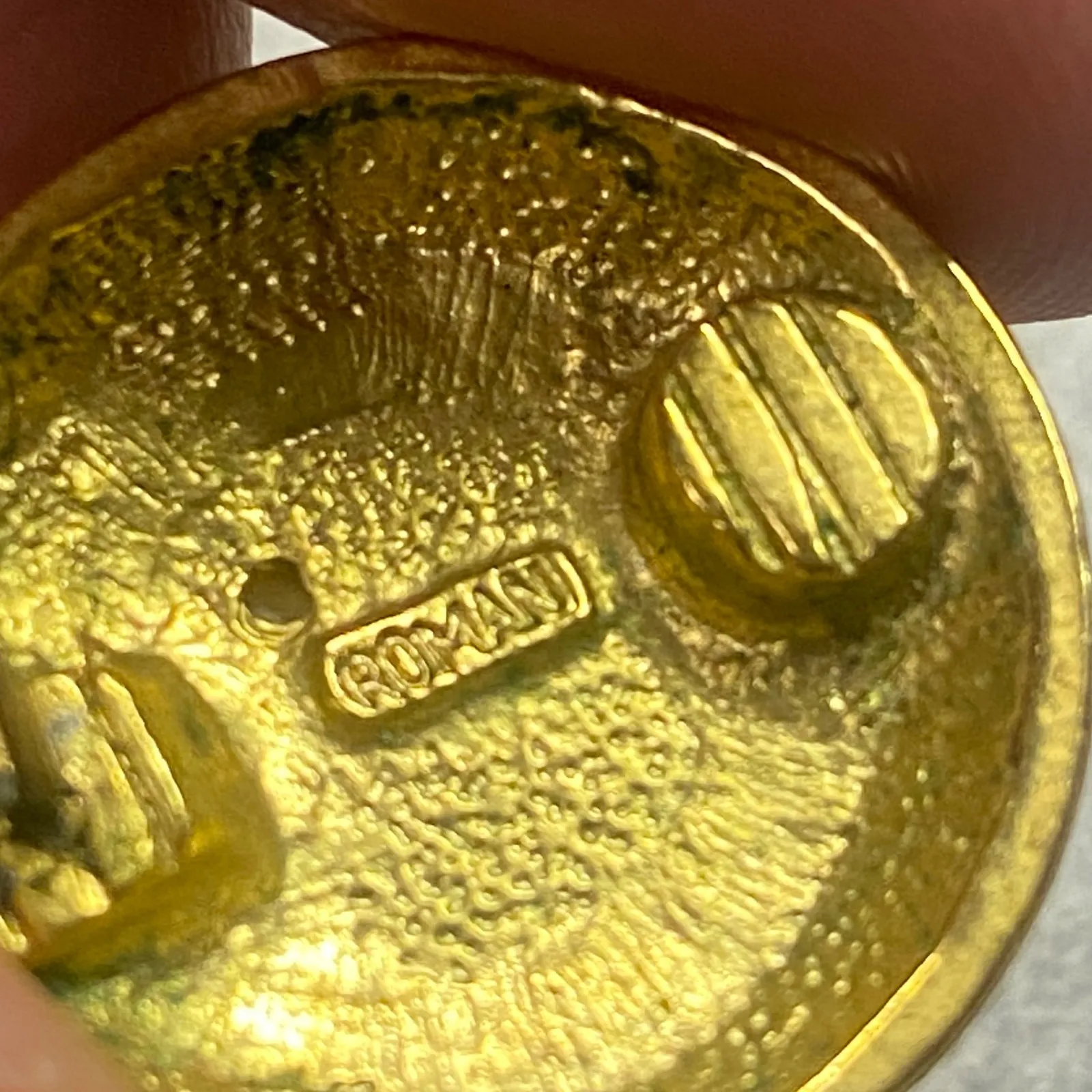 Vintage Signed Roman Black Gold Faux Pearl Rhinestone Stud Earrings Art Deco - Image 7