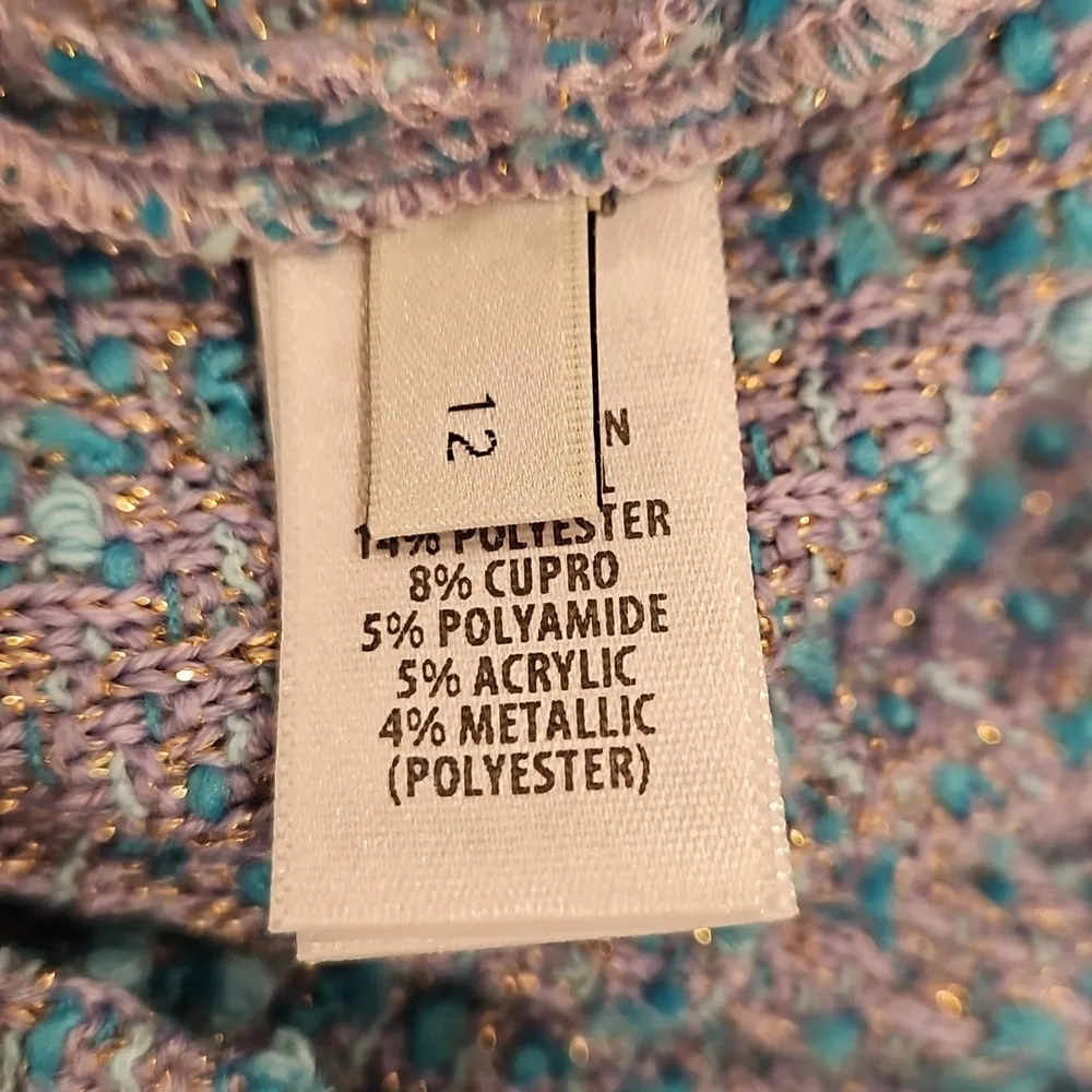 💕ST JOHN💕 Tweed Boucle Knit Suit Jacket Blazer ~ Lilac/Cornflower 12 NWOT - Image 9