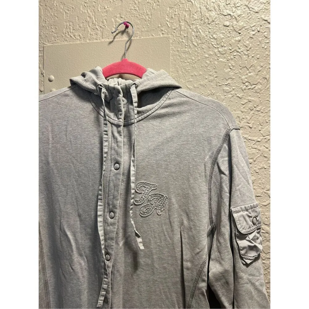 Tommy Hilfiger Grey Snap Button Up Woman’s Hoodie Size 1X -Flaw On Sleeve - Image 4