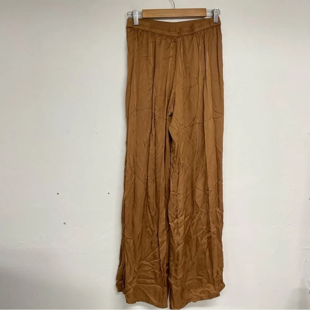 Young Fabulous & Broke Tan Satin Wide Leg Pants Womens S Pull On Casual Fairy - Image 5