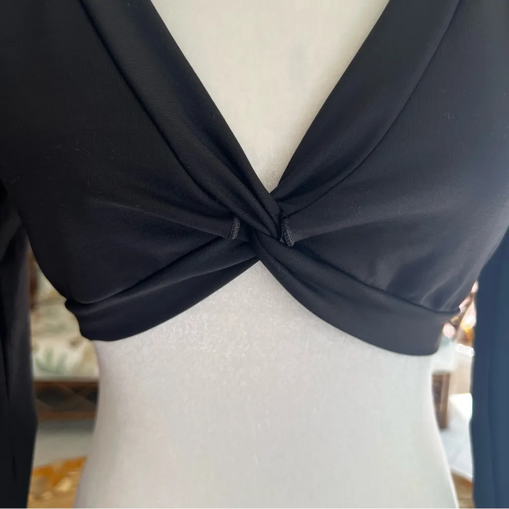 Katrina Active Wear Crop Top Black Mesh Back NWT L Ballet Athleisure Dancewear Size L - Image 6