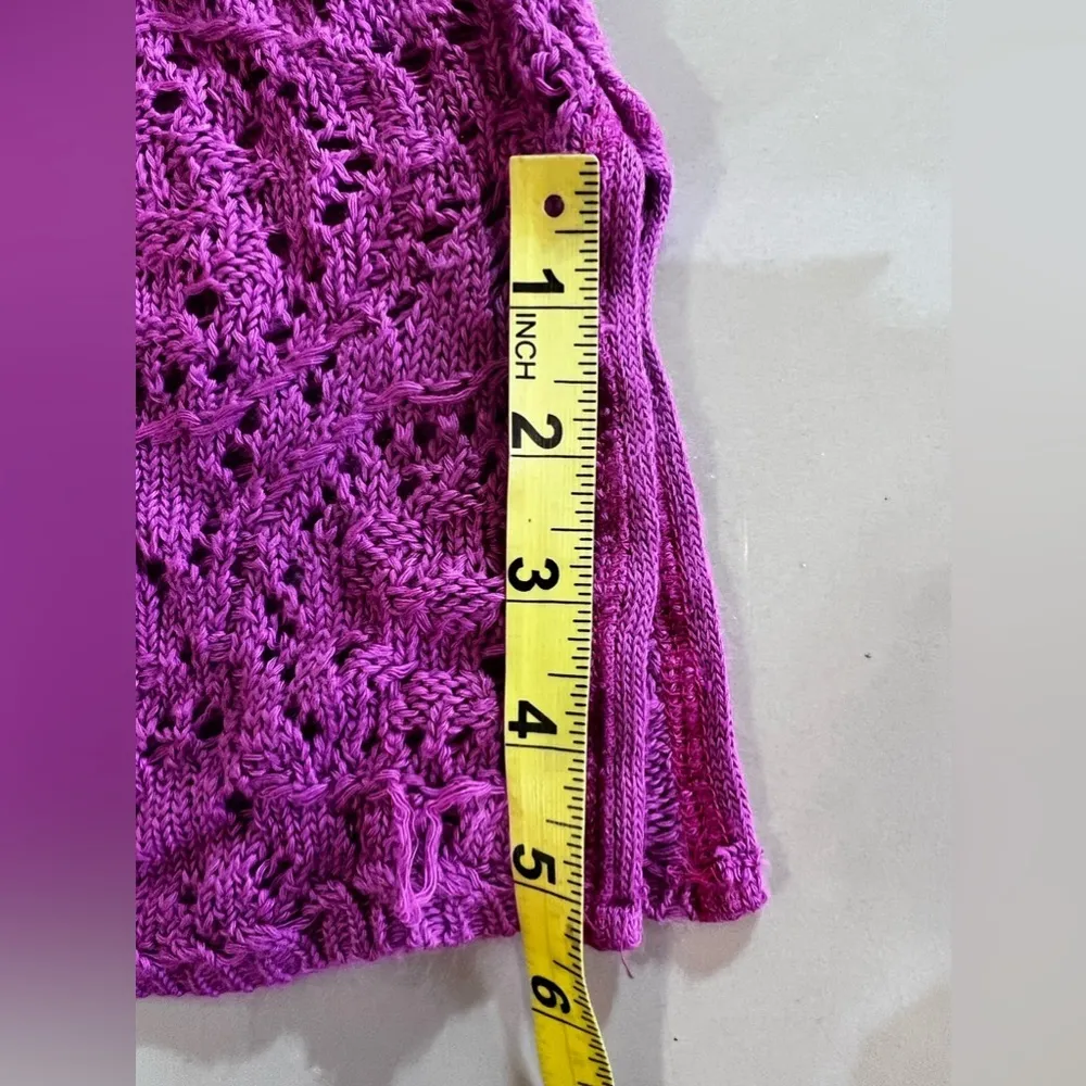 Catherines womens  crochet open cardigan sweater orchid pink elbow sleeve 3X - Image 8