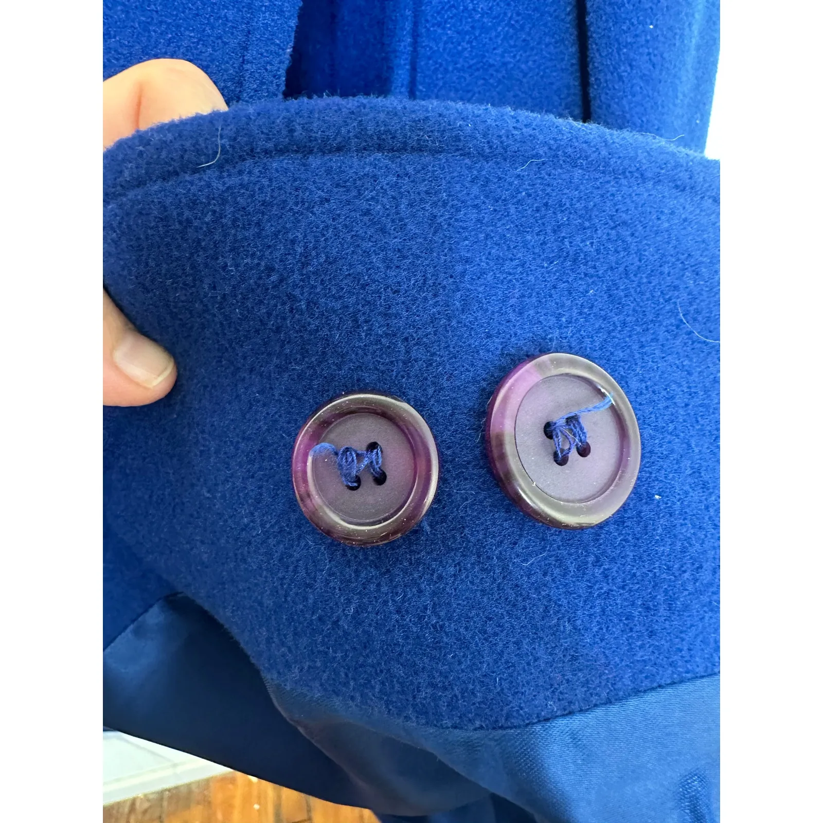 Vintage MACKINTOSH Of New England Blue Pea Coat Pure Wool Jacket size 16 - Image 7