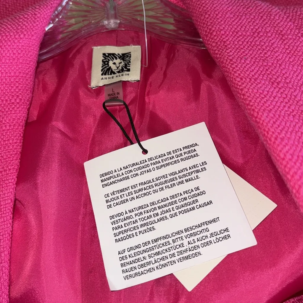 NWT Anne Klein Open Front Textured Gold Button Blazer Large - Image 6