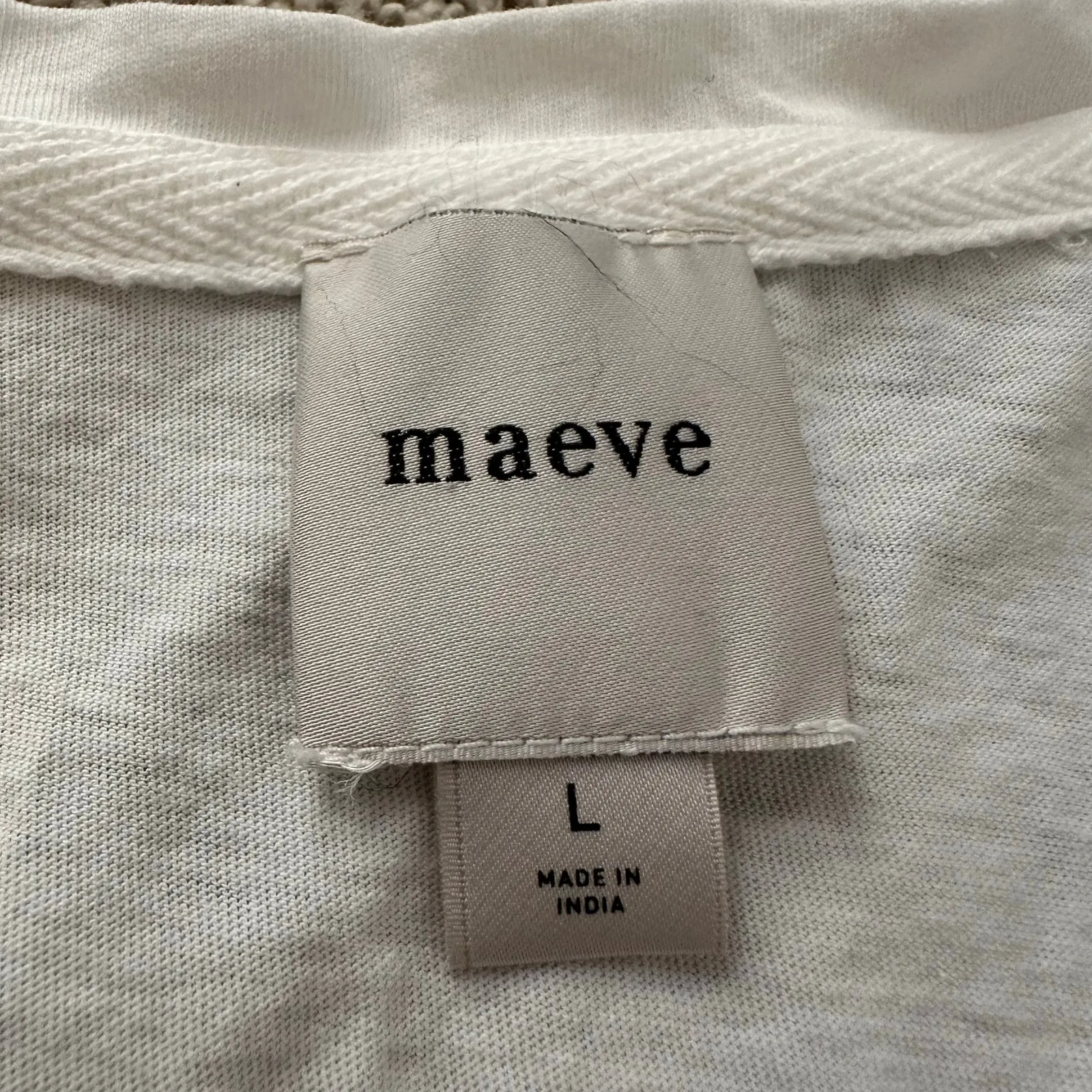 Maeve Anthropologie white short-sleeve cotton top size L - Image 5