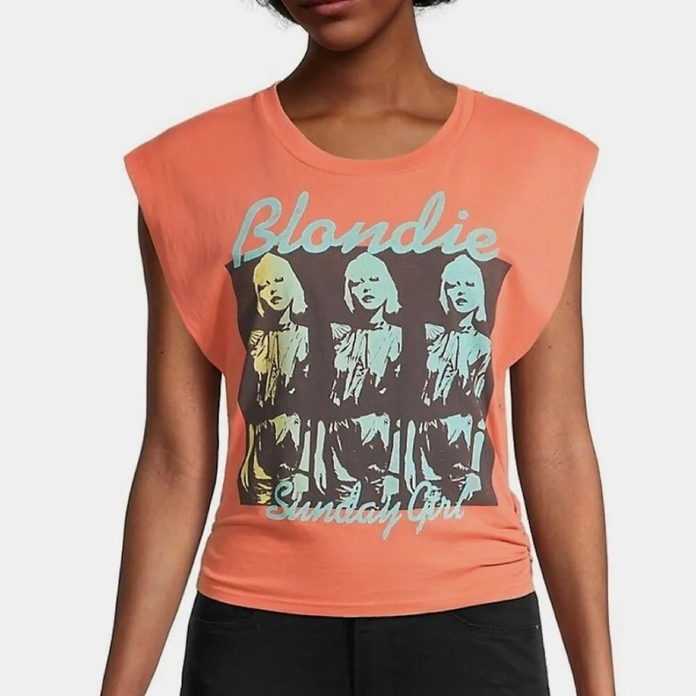 NEW Daydreamer Blondie Sunday Girl Orange Muscle Graphic Tee - Large - Image 9