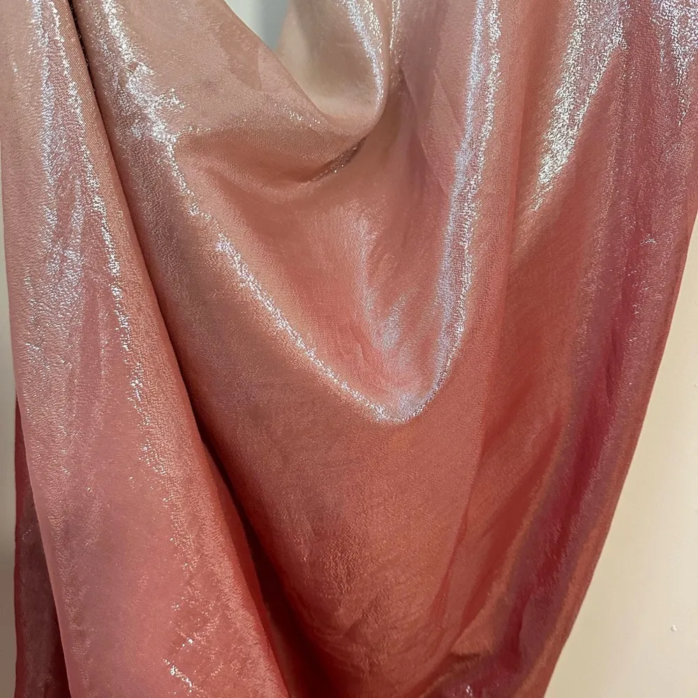 David Meister Rose Gold SILK metallic halter wedding guest gown dress maxi - Image 3