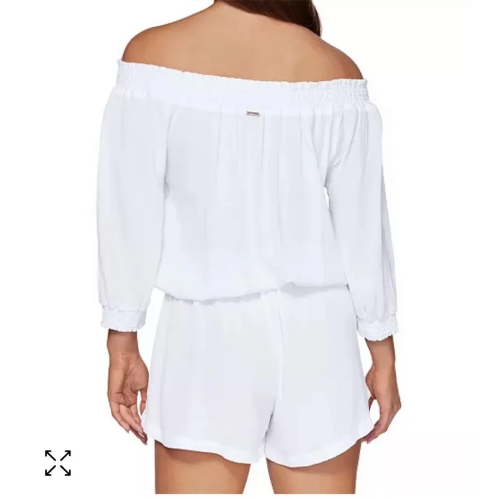 Raisins West Coast‎ Off-The-Shoulder Romper Cover-Up Swim Size Medium White NEW - Image 11