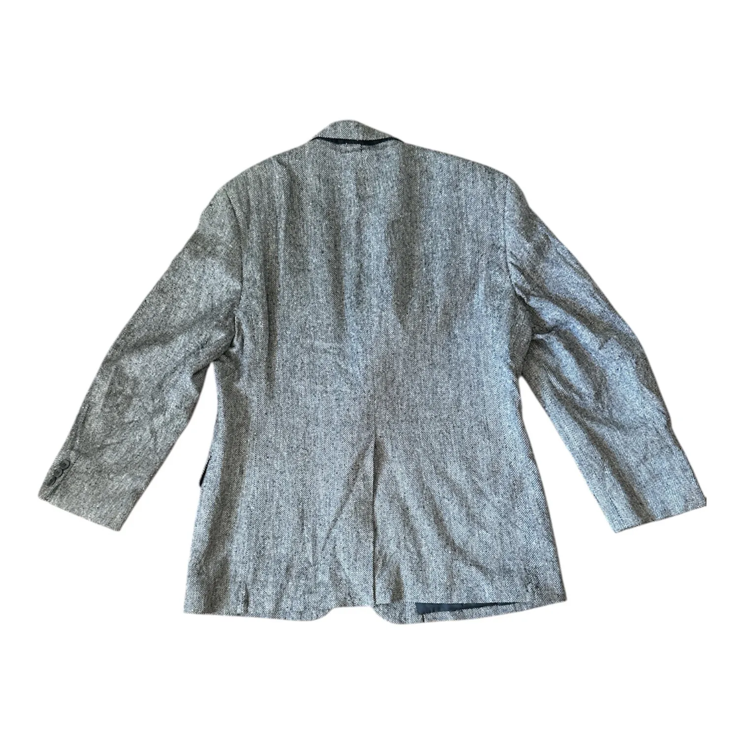 Lew Ritter Beverly Hills Women's Tweed Blazer Jacket Gray Herringbone Classic L Size L - Image 3