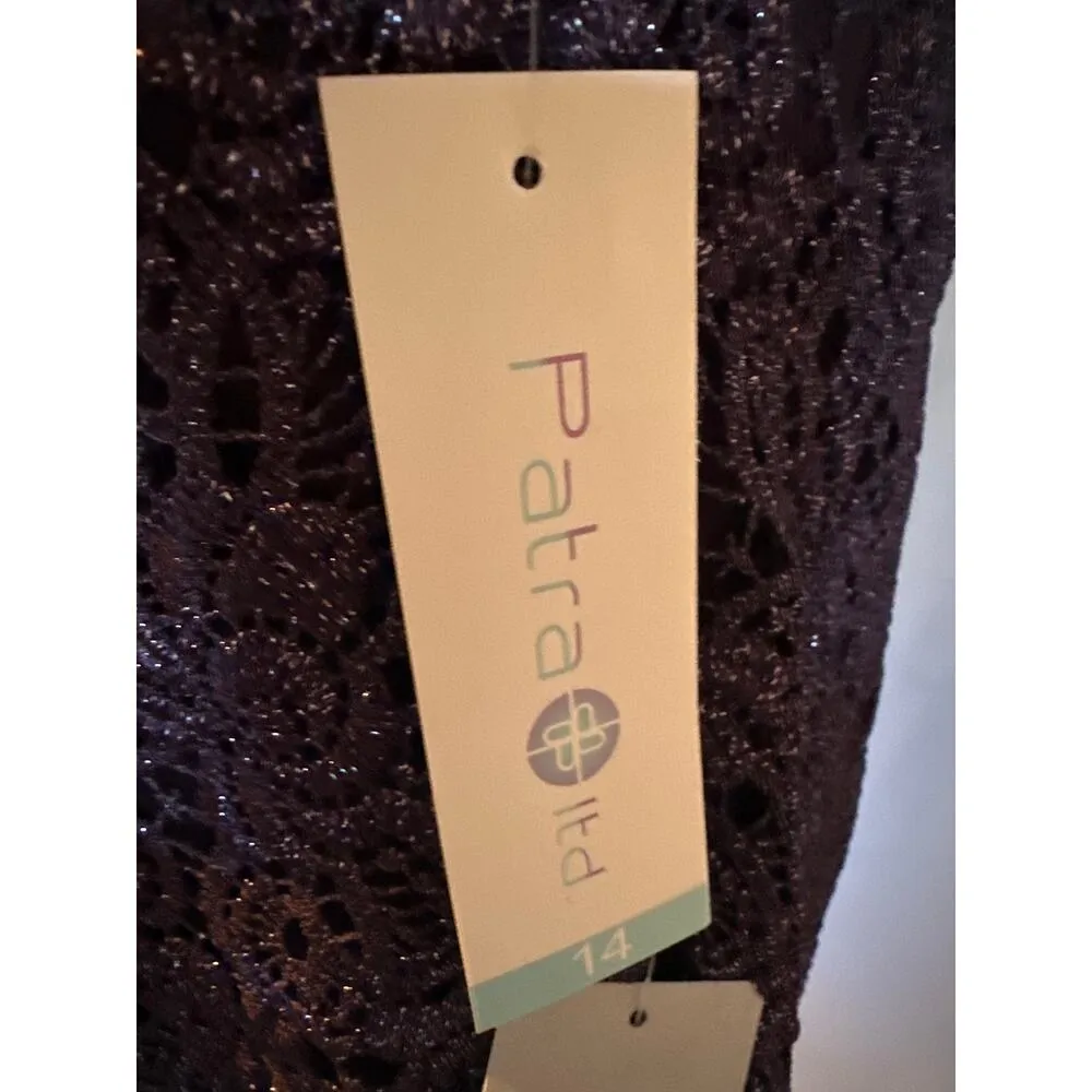 Patra LTD Eggplant Lacy Short Sleeve Dress Size 14 Purple - Image 6